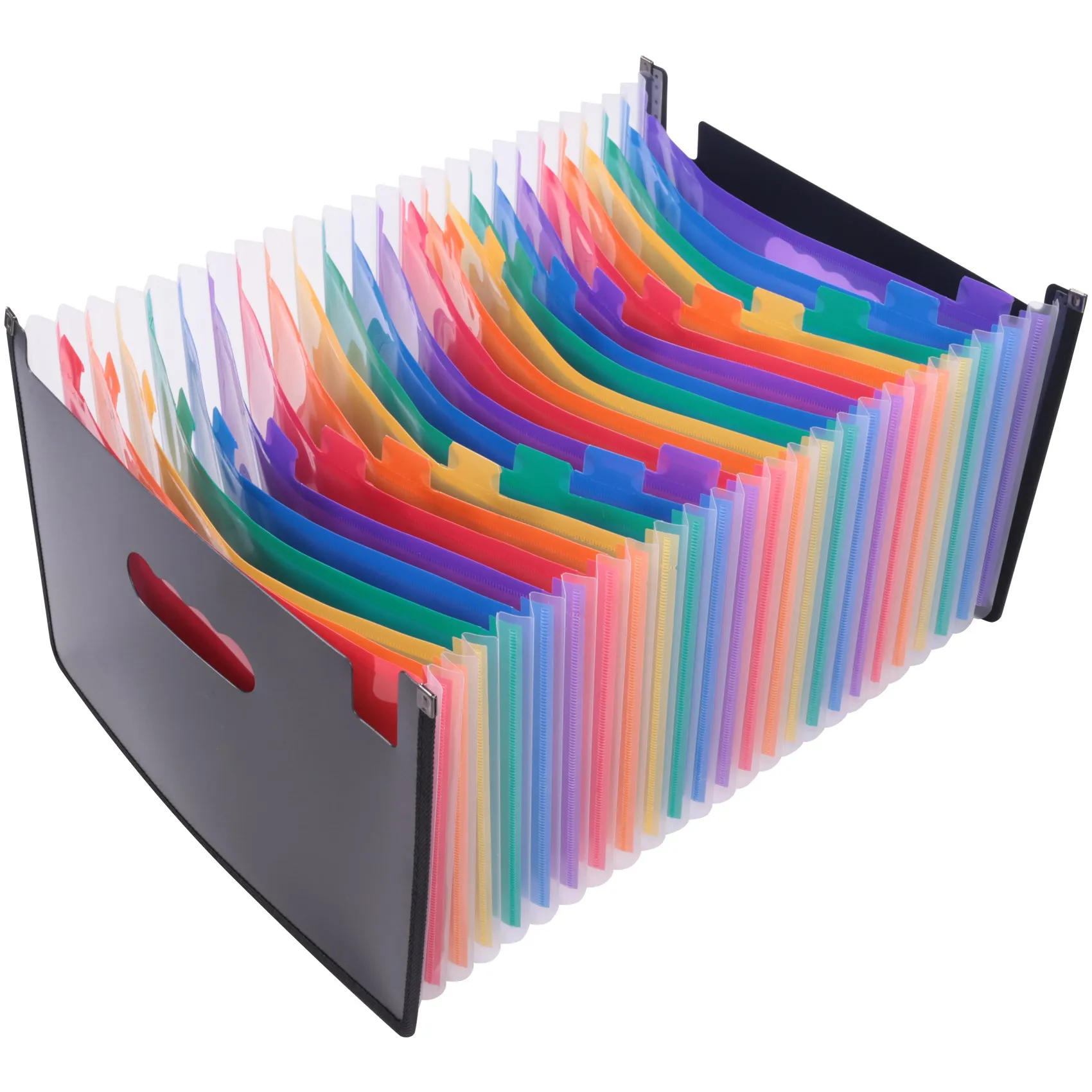 HJ-Expanding File Folder 24 Pockets, Black Accordion A4 Folder