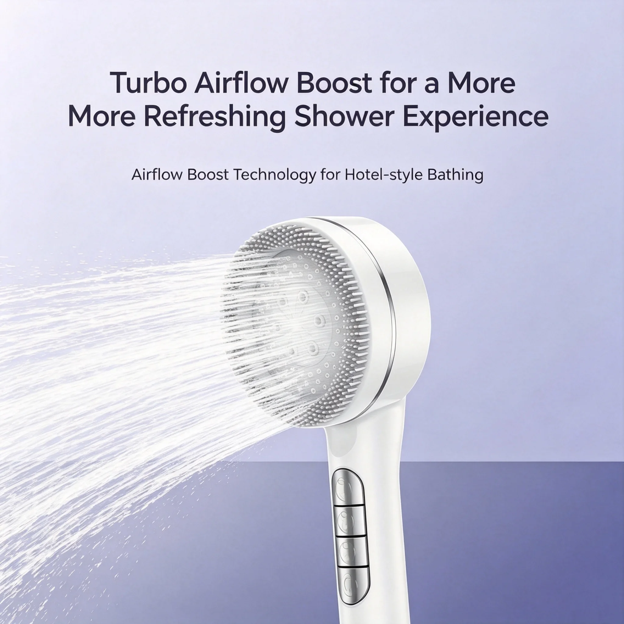 SPA Massage Filter Shower Head Pressurized Handheld Sprayer with 1.5m Hose and Holder 4 Spray Modes Outer Silicone Scrubber view 4