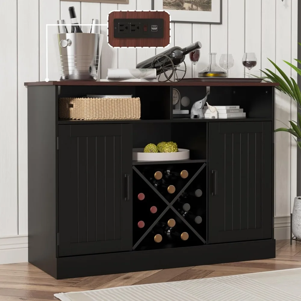 Armadietto da bar con prese, armadietto per liquori rustico con portabottiglie, armadietto per vini in legno per sala da pranzo