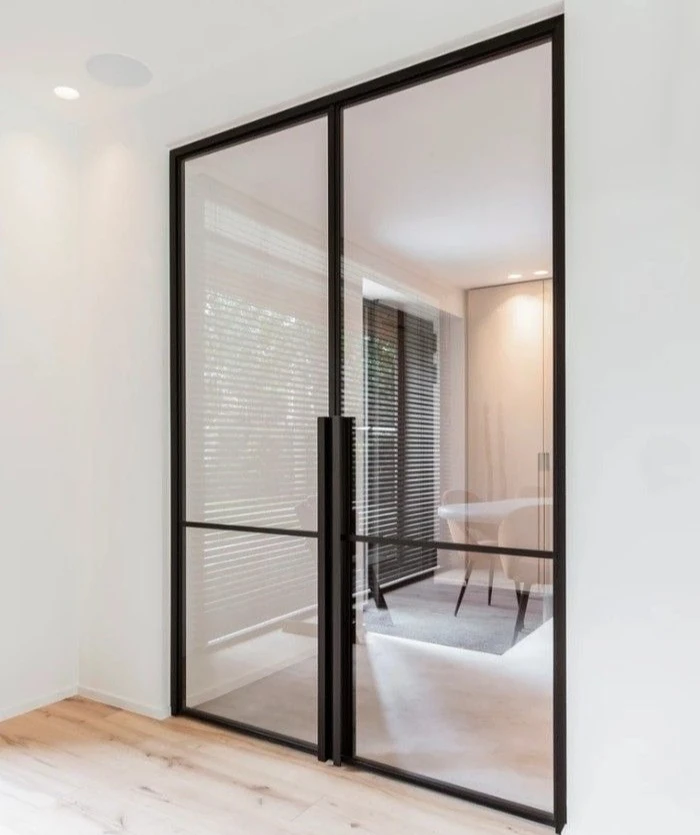 

Simple Design Aluminum Framed Internal French Doors Villa Double Glazed Casement Double Door Extremely Narrow Swing Door Custom