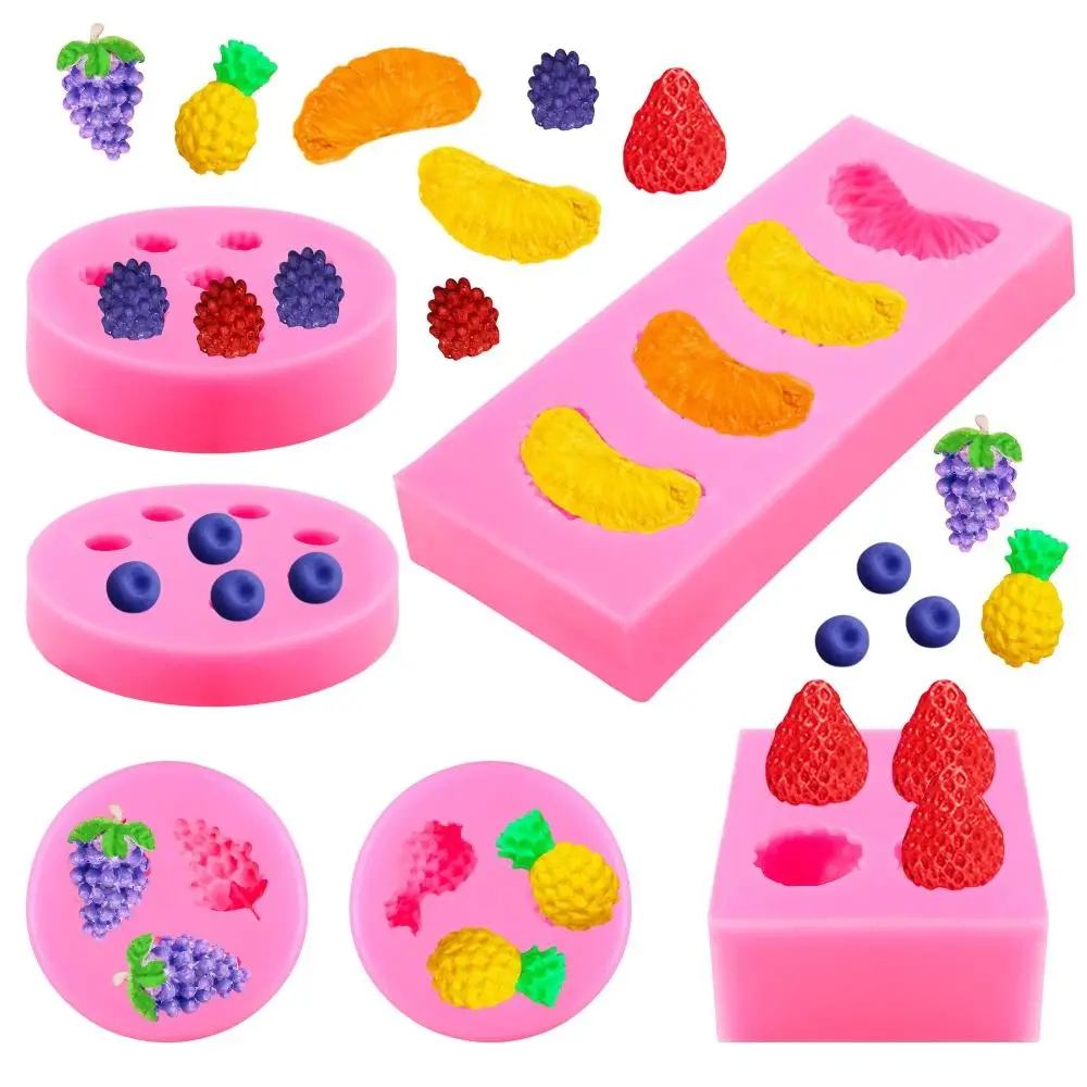 3D Fruit Shaped Fondant Molds Mini Fruit Shaped Fruit Fondant Molds DIY Food-Grade Silicone Gummy Molds Trays Gummies Making 2