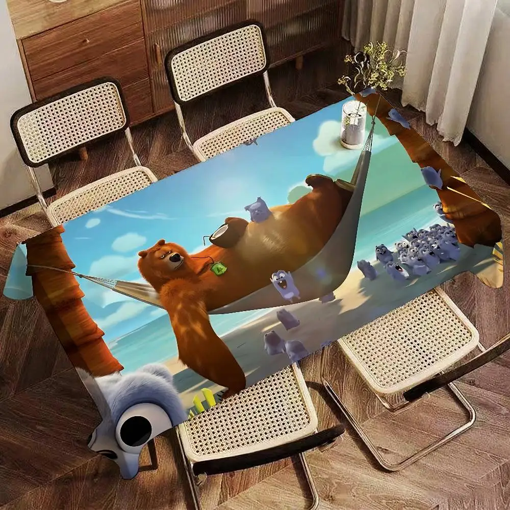 Grizzy And The Lemmings Table Cloth Party Tablecloth Colorful Birthday Blue Sky Rose Gold Tablecloth Beach Pool Birthday view 2