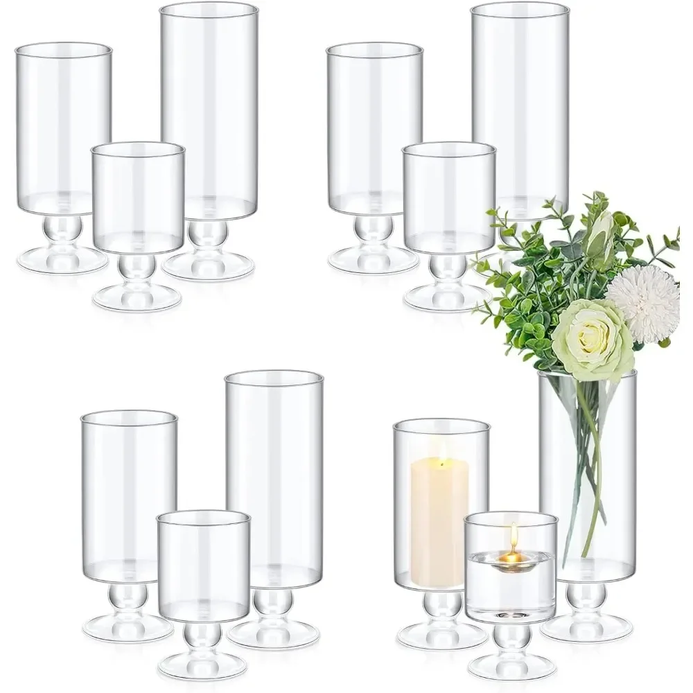 

Glass Pillar Candle Holders Glass Cylinder Vases,Floating Candle Holder Flower Vase 12 pack,for Home Wedding Party Centerpiece