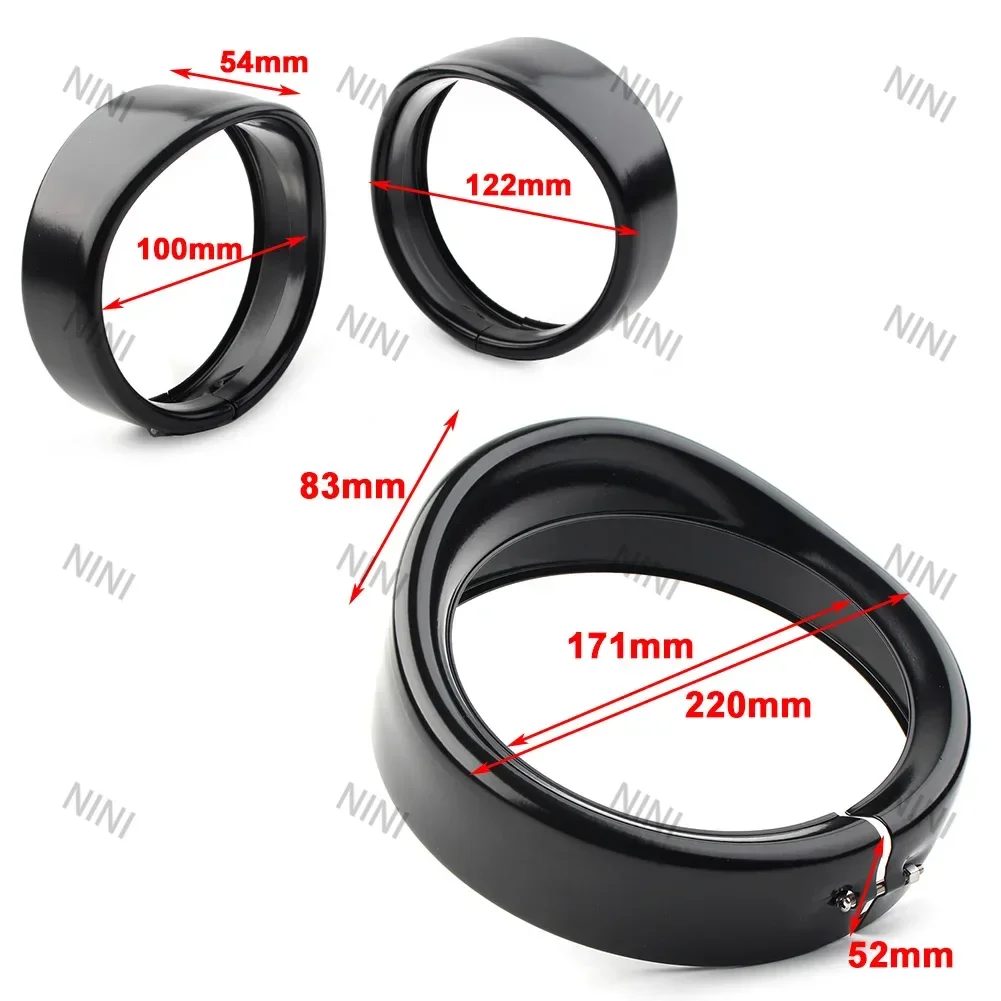 

3Pcs Motorcycle For Harley Davidson Touring 7" 4.5" Passing Fog Head Lights Trim Ring Bezel Visor Cover