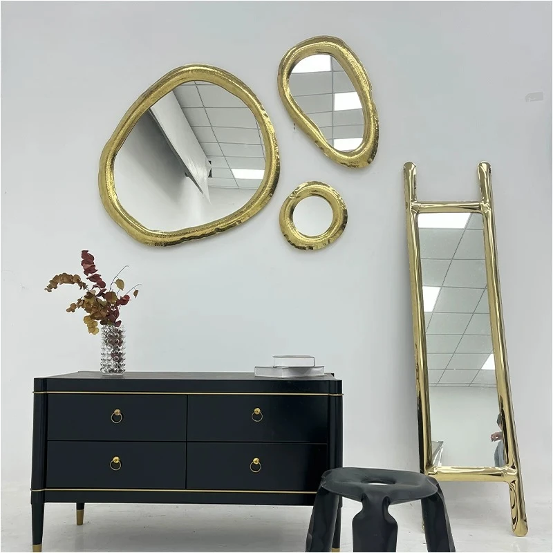 

Stainless steel European ladder full body mirror bathroom household model room villa