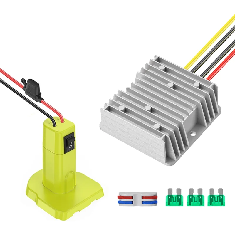 

HFIL-понижающий преобразователь для батареи Ryobi 18 В, адаптер инвертора постоянного тока, регулятор напряжения постоянного тока 12 В 15 А 180 Вт, преобразователь напряжения