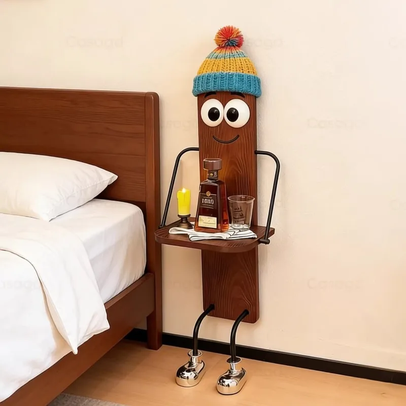 

Прикроватная тумбочка-органайзер для спальни, деревянная складная полка для хранения, настенная полка для декора интерьера, милый креативный дизайн