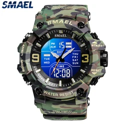 Relojes militares para hombre, reloj deportivo, reloj despertador resistente al agua, relojes de pulsera de doble horario, relojes militares digitales 8049B