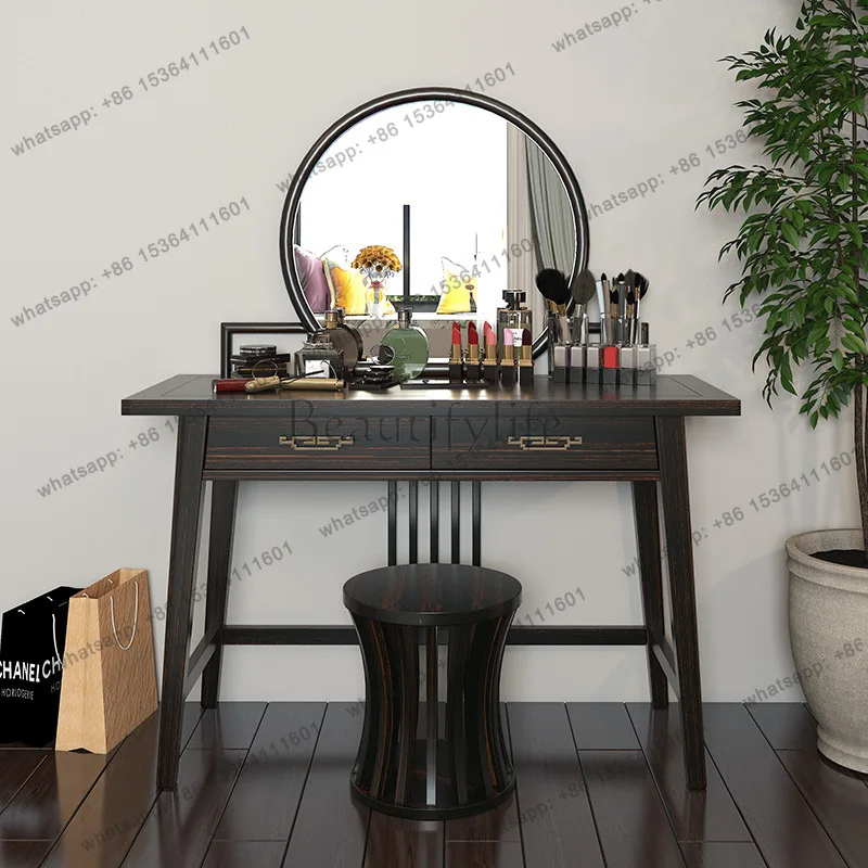 Dresser all solid wood new Chinese light luxury high sense ebony simple small dressing table