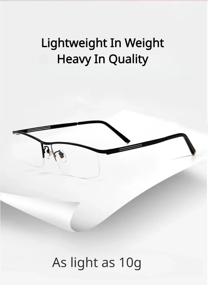 Half Frame Pure Titanium Eyeglass Frame Black Business Glasses Men Myopia Glasses Anti Blue Light Optical Lenses Frames