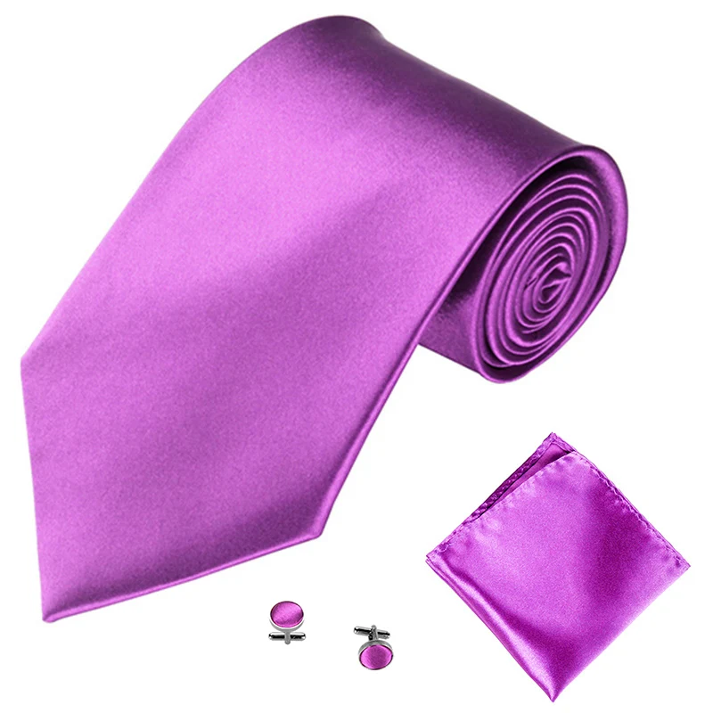 Cravatte da uomo Set Regali per uomo Donna 10CM Accessori da sposa Gemelli Hanky in raso Cravatta Accessori Hombre Gravatas Masculino