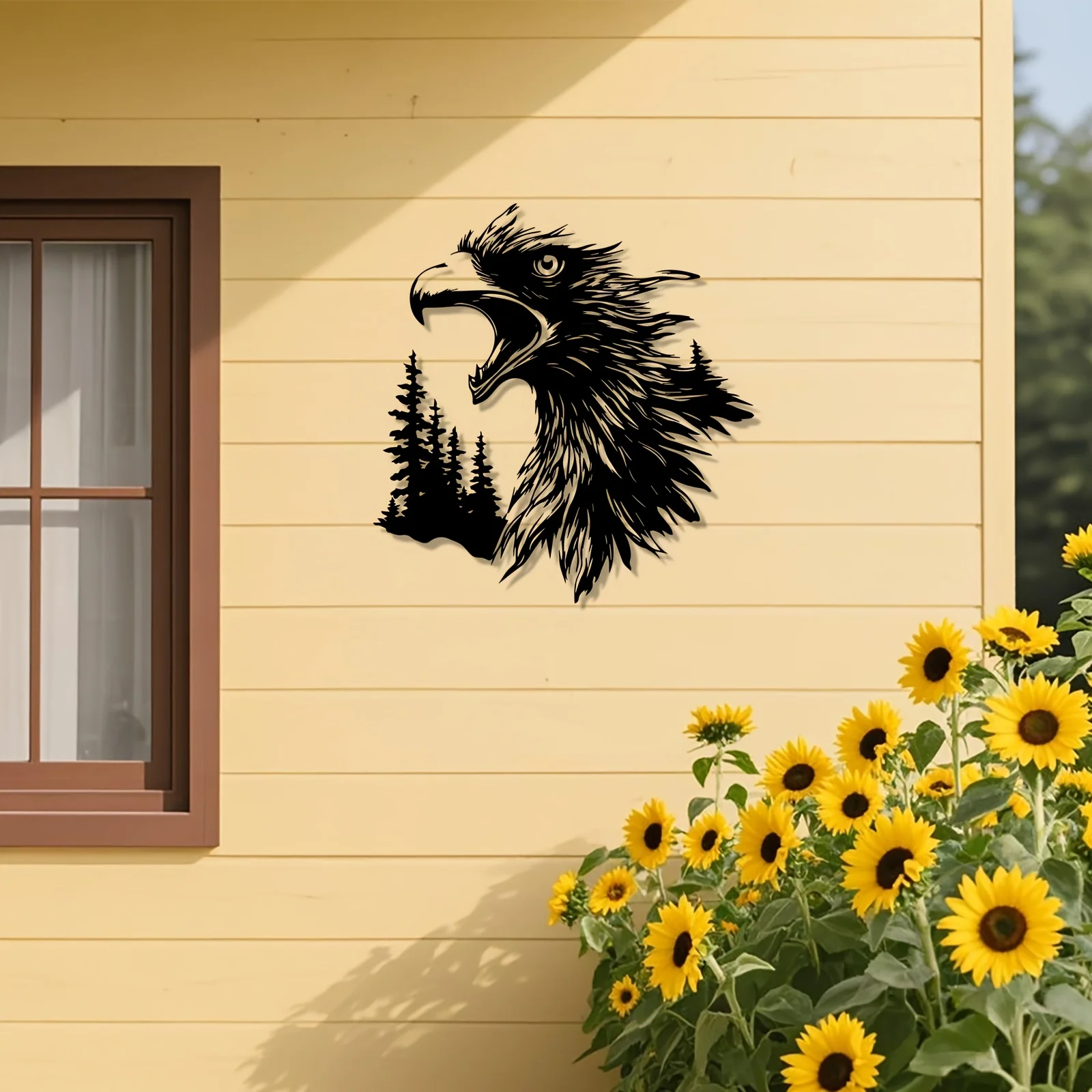 CIFBUY Metal Wall Art Eagle Forest Silhouette Weatherproof Iron Decor Durable Nature Landscape Sculpture For Home Bathroom Livin