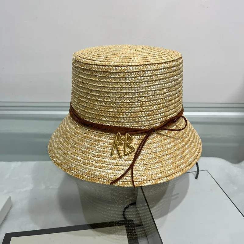RB Straw bucket Hat for women Retro Elegant outing along Straw Hat Basin Hat Sun Protection Sun hat in beach