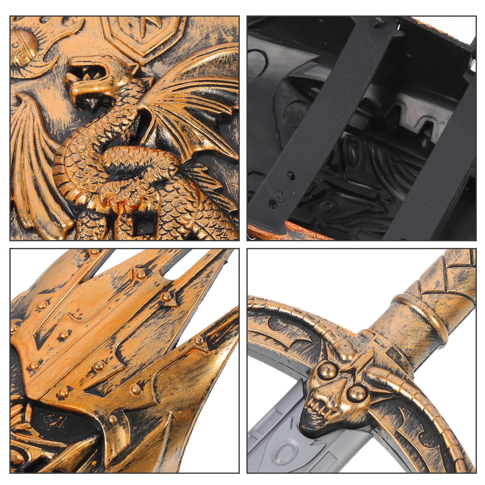 1 Zestaw Strój Rycerza dla Dzieci z Tarczą, Mieczem i Akcesoriami, Zabawka Zbroja dla Dzieci, Plastik, Akcesoria do Cosplayu, na Imprezę