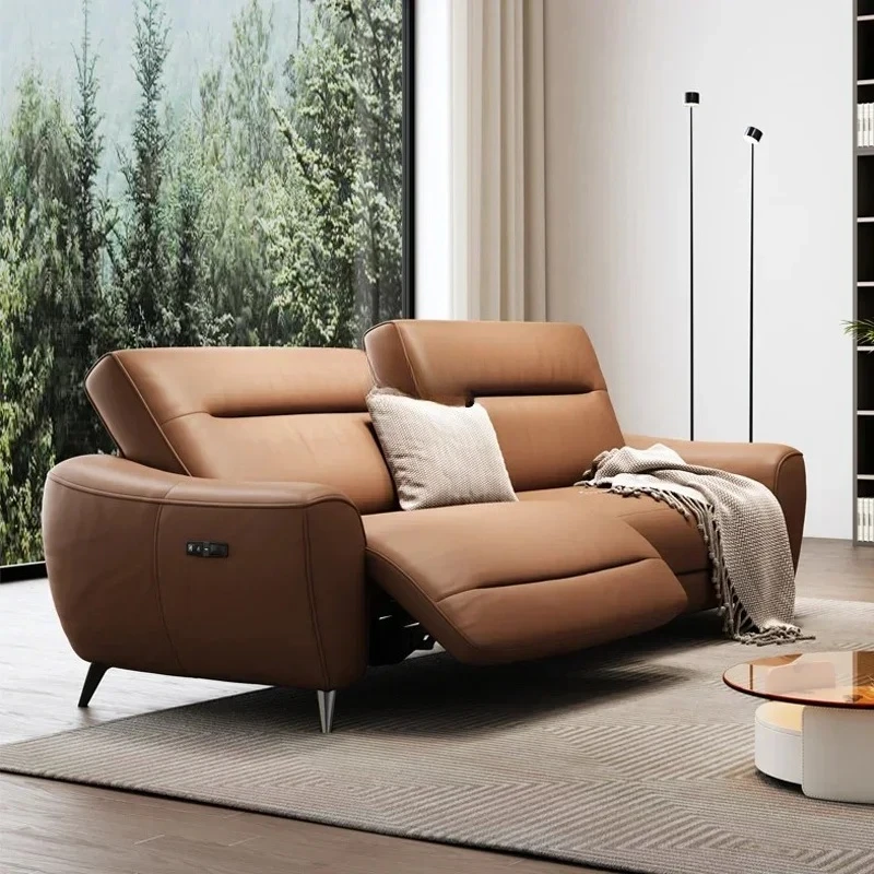 TTElectric Multi-Functional Sofa Genuine Leather Small Apartment Genuine Leather Three Modern Simple First Layer Cowhide53
