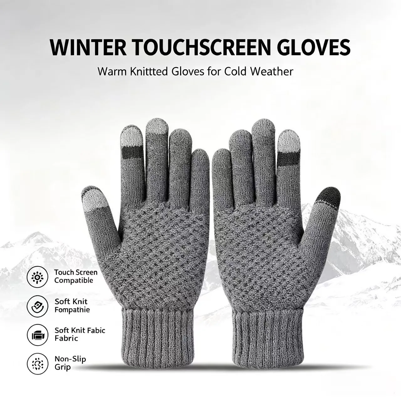 omen Men Warm Winter Touch Screen Gloves Stretch Classical Knit Mittens Wool Full Finger Outdoor Cycling Driving Glove