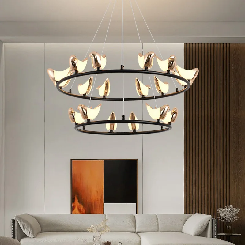 

Nordic LED Pendant Lights Modern Magpie Bird Model Chandeliers Lamp Indoor Lighting Home Decor Bedroom Living Room Kitchen