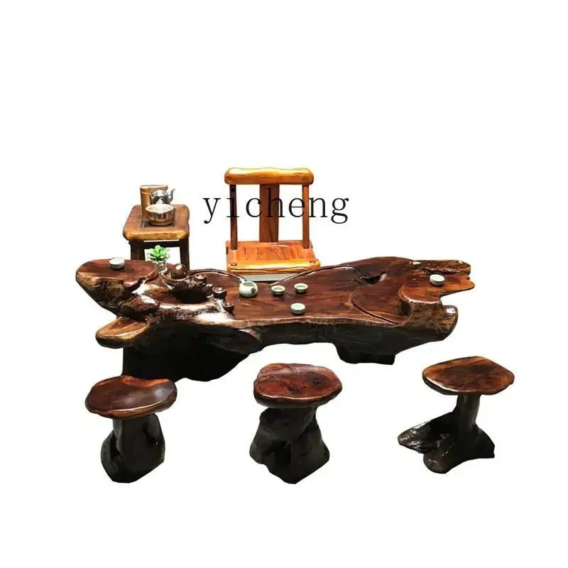 root carving tea table solid wood tree root tea table log kung fu balcony tea tray