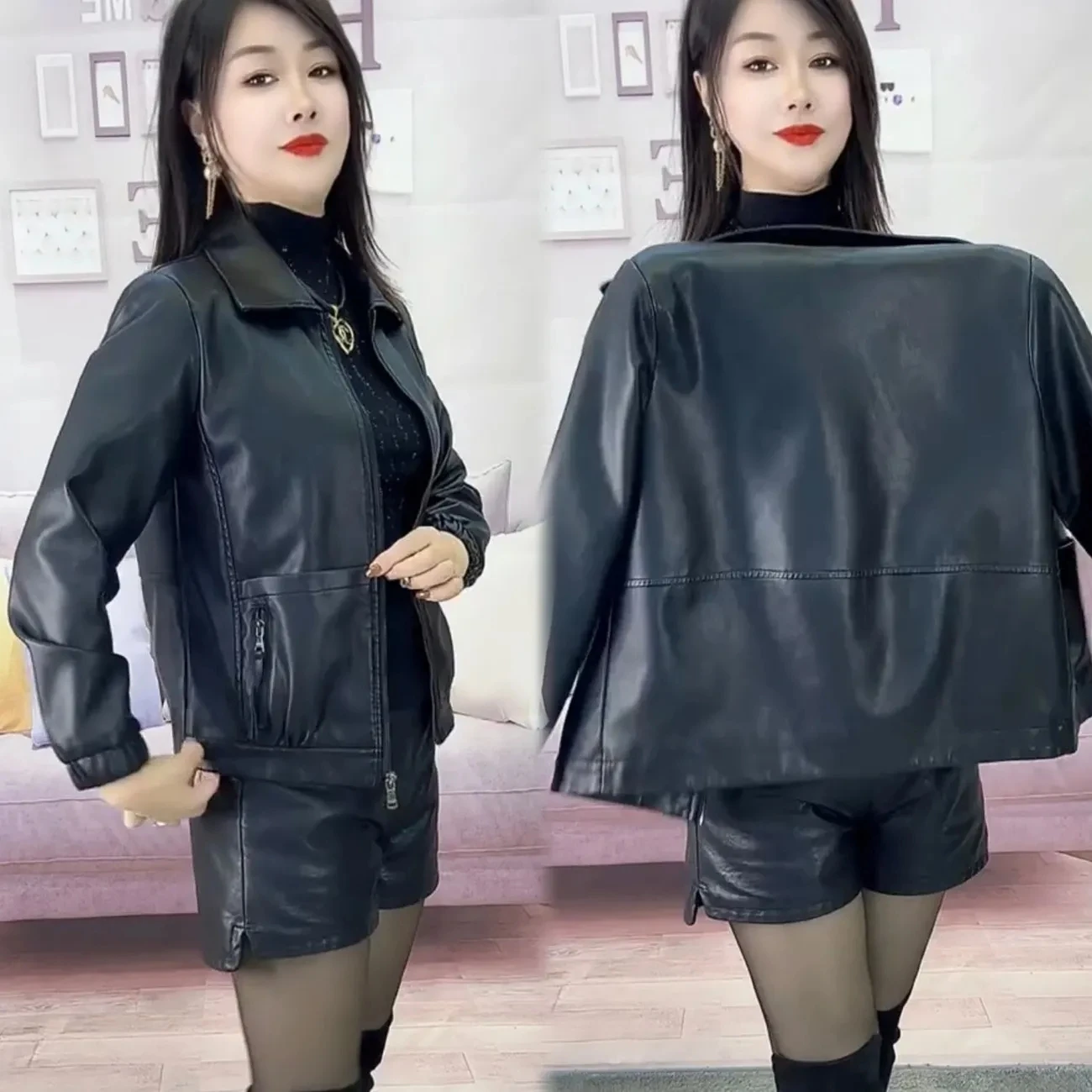 2026 Spring Autumn Popular Fashion Leather Coat Female Short PU Leather Coats Women's Motorcycle Jacket Korean Version Outerwear