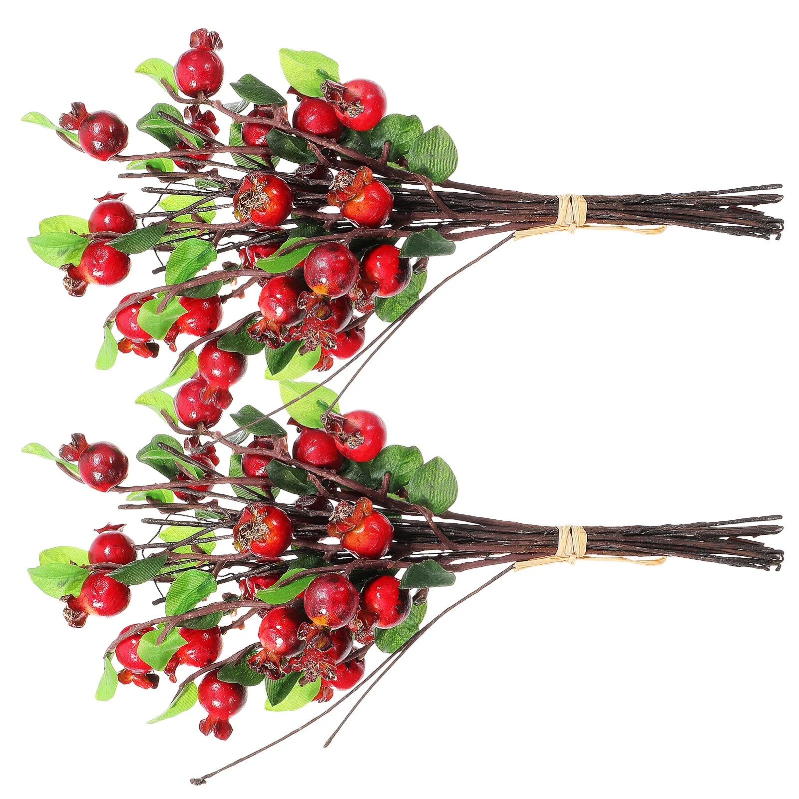 

2Pcs Realistic Artificial Pomegranate Fruit Branches Lifelike Faux Pomegranate Leaves for Living Room Dining Area Decor
