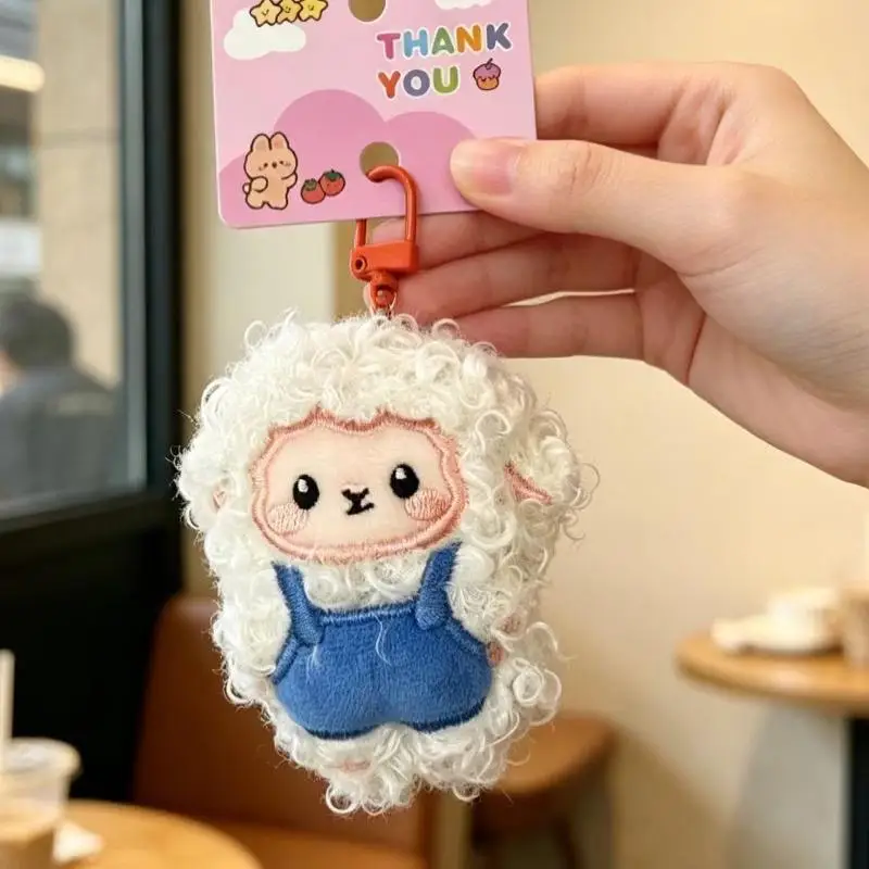 Cute Fluffy Sheep Plush Keychain Soft Curly Fur Pendant 1Pcs Multi Colors for Backpack Bag Car Key Ornament Kids Gift