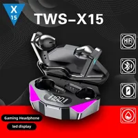 X15 TWS Gaming Earbuds Wireless Bluetooth Earphones with Mic Bass Audio Sound Positioning 9D Stereo Music HiFi Headset for Gamer