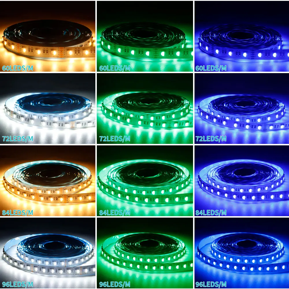 Imagem -04 - Fita Led com Alto Brilho Luzes de Linha Inteligentes Rgbw Rgbw Rgbnw 5050 60 72 84 96 Pixel m Ip30 Ip67 5m dc 12v 24v