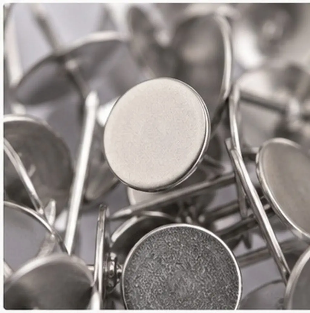 50Pcs Flat Metal Thumbtacks Heavy Duty Upholstery Pins Silver Rust Proof Decorative Push Pins for Wall Cork Board Furniture
