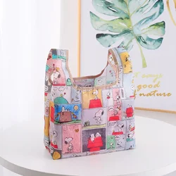 Miniso Snoopy Cartoon Handbag Cute Doll Pattern Foldable Simple Supermarket Shopping Bag Portable Mini Eco-friendly Shouder Bag