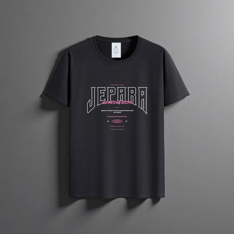 

Summer new unisex versatile pure cotton T-shirt fashionable casual round neck top breathable loose fit print short sleeved shirt
