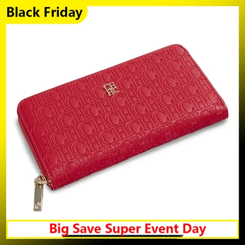 Imagen 1 del producto CH-cartera pequeña clásica a la moda para mujer, cartera estándar, diseño de Color sólido, monedero de lujo con múltiples letras en relieve para mujer