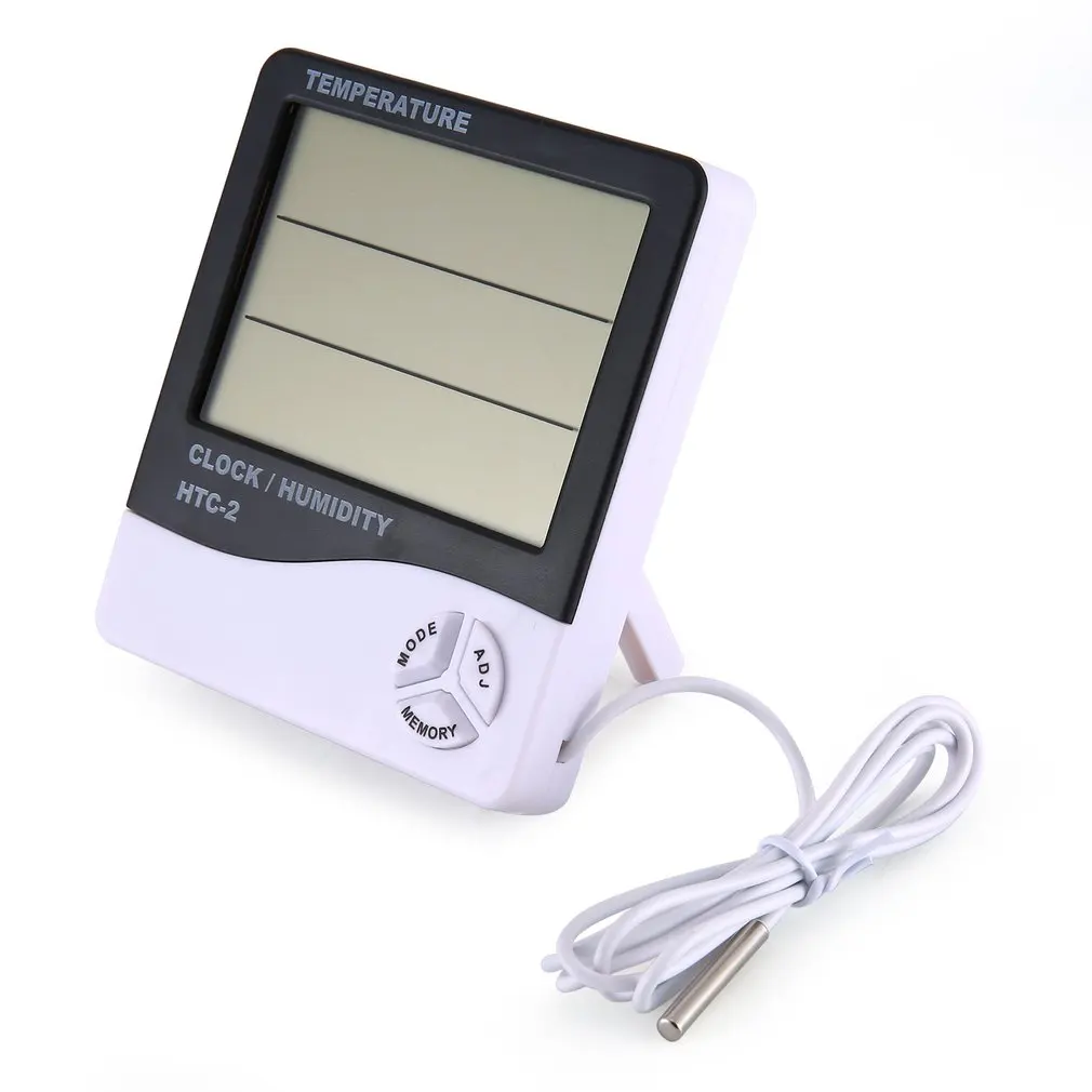 Compteur électronique numérique LCD de température et d'humidité, thermohygromètre électronique domestique, Station météo avec horloge