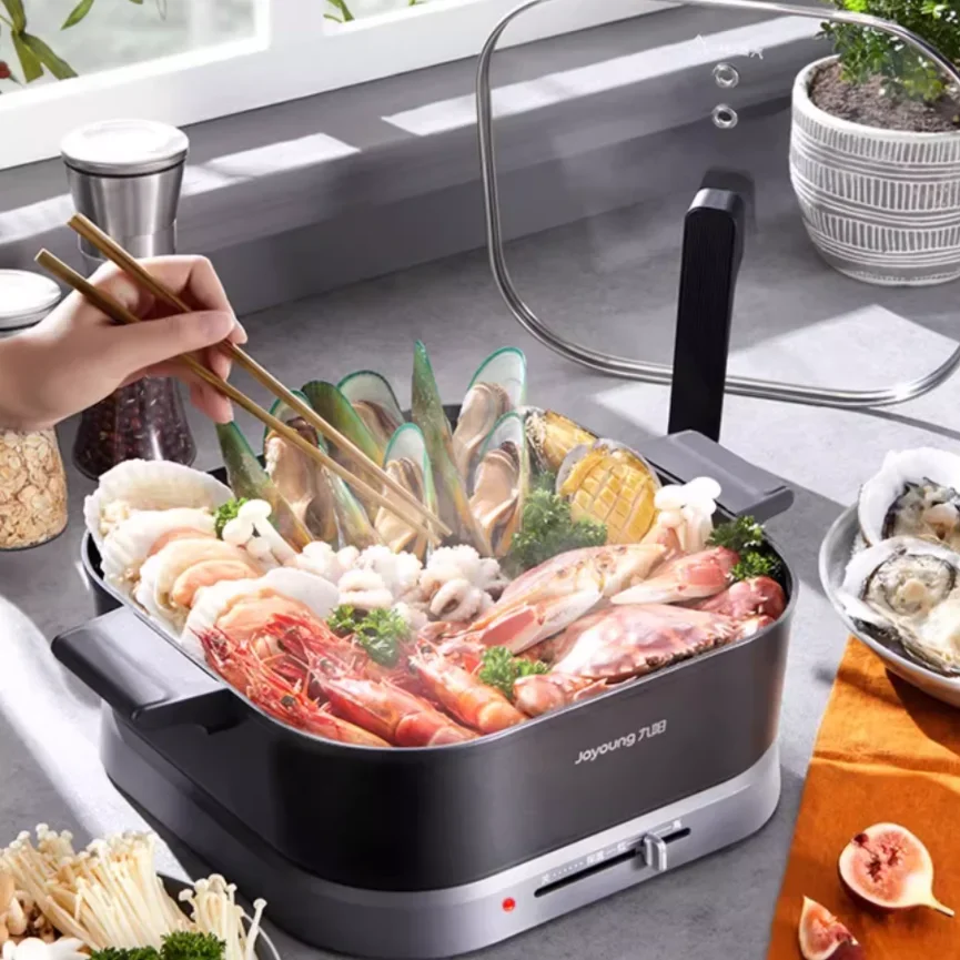 Joyoung Electric Hot Pot - 6L Capacity Multi-Cooker with Non-Stick Coating, Steamer, & Dual Control System