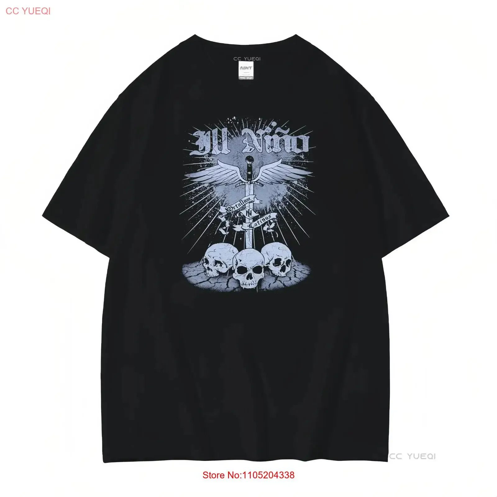 تي شيرت Ill Nino Metallum Latinus Vintage Y2K Nu Metal Band Skulls مقاس صغير مغسول متعدد الاستخدامات مصمم ملابس عتيقة مغسولة #1