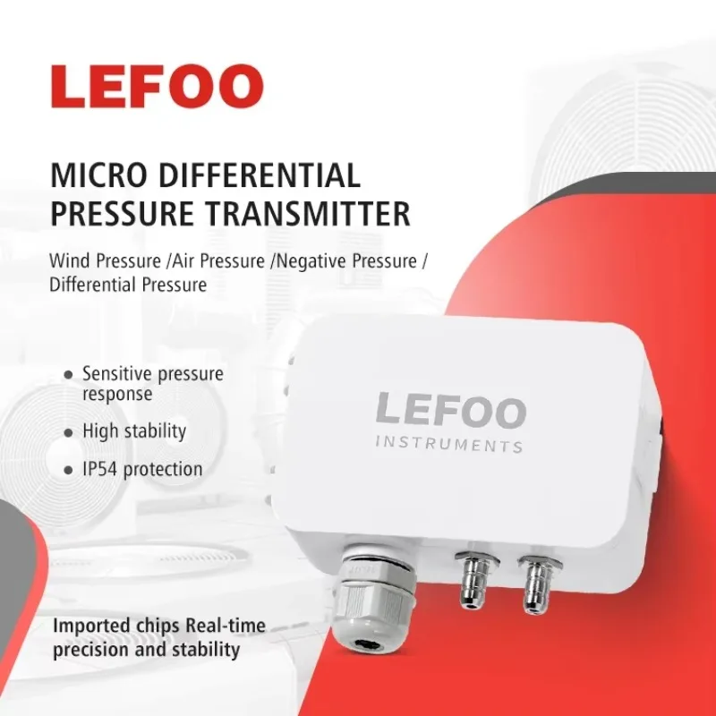 

2025LEFOO Differential Pressure Transmitter Air Test Tools 4-20mA Differential Pressure Sensor with Temperature Compensation