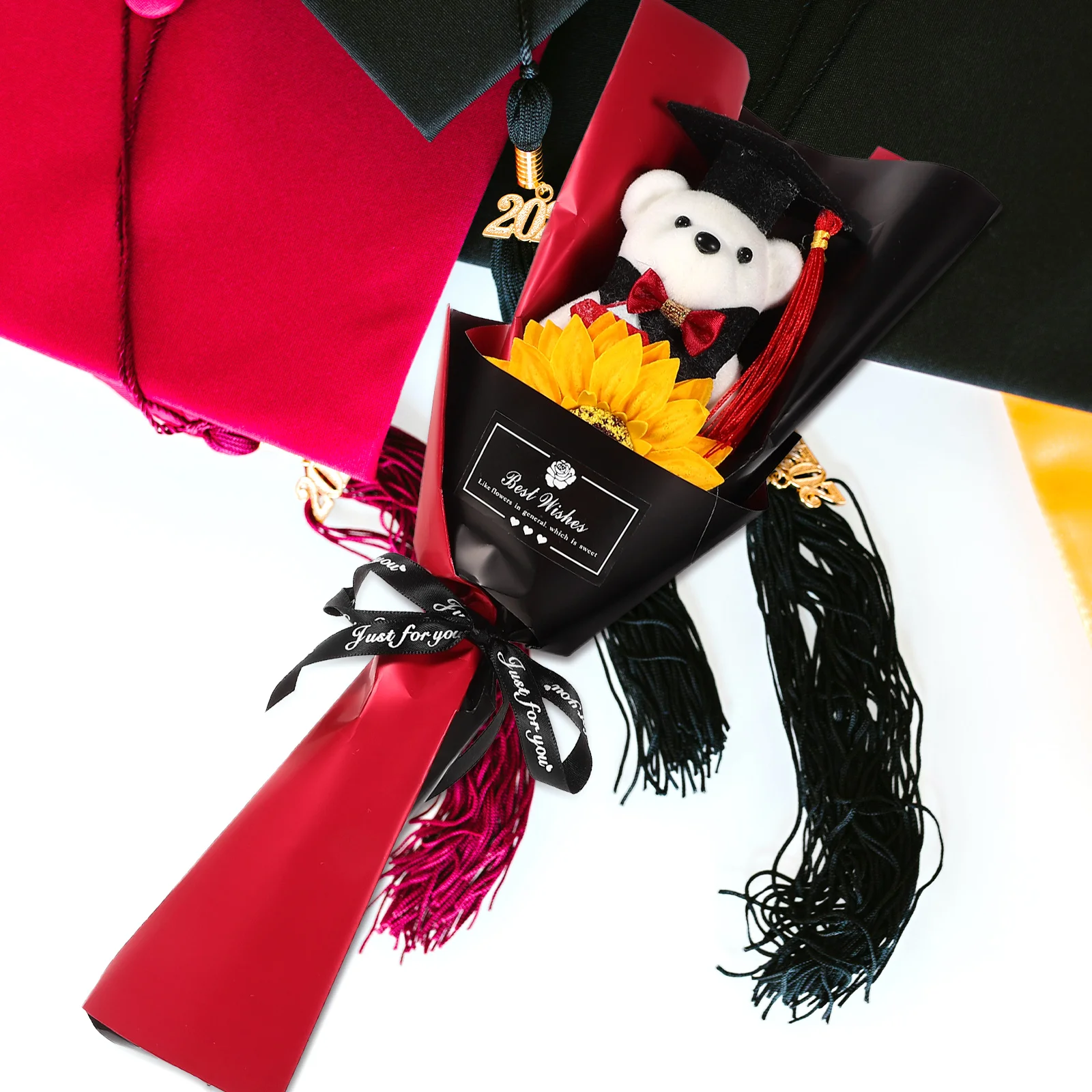 

Graduation Bear Bouquet Adorable Doctor Flower Arrangement Party Favor Decor Graduation Gift Polyester Plush Bouquet