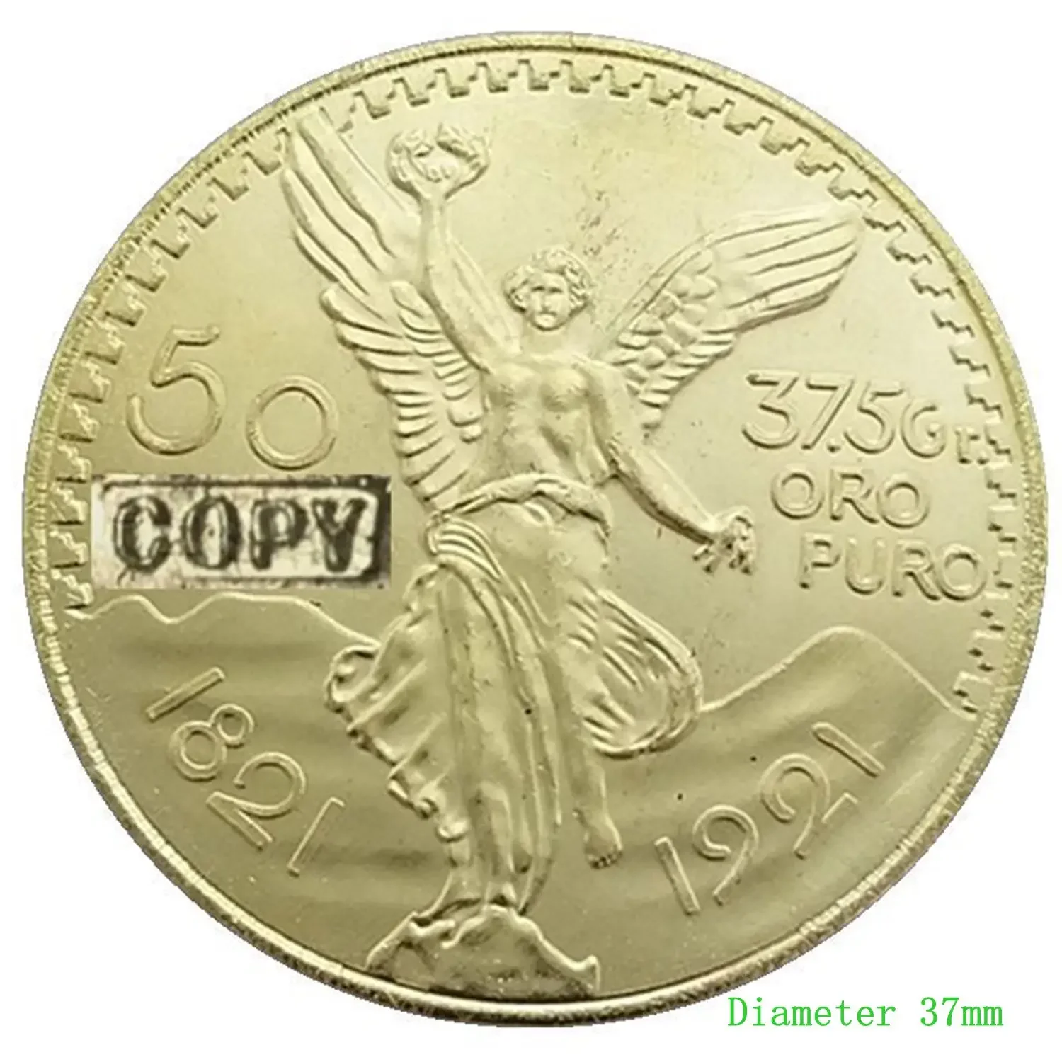 1821-1921 Mexican Victory Goddess Old Coin Spanish Peso Copy Coin Brass Material Decorative Collection Commemorative Coin