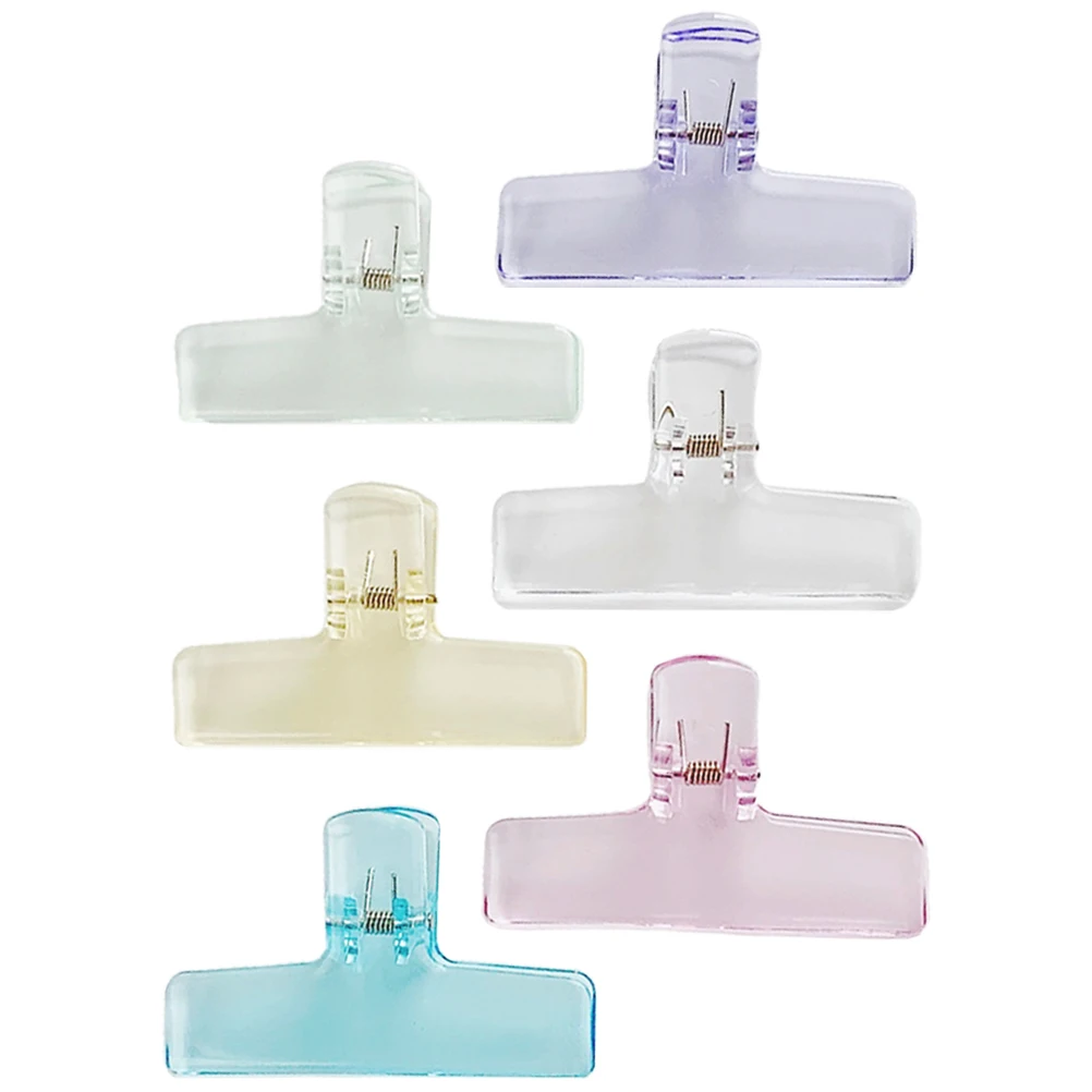 

6pcs Transparent Acrylic Clips Colored Large Binder for Paper Files Documents Exam Snack Office School Storage Organizer