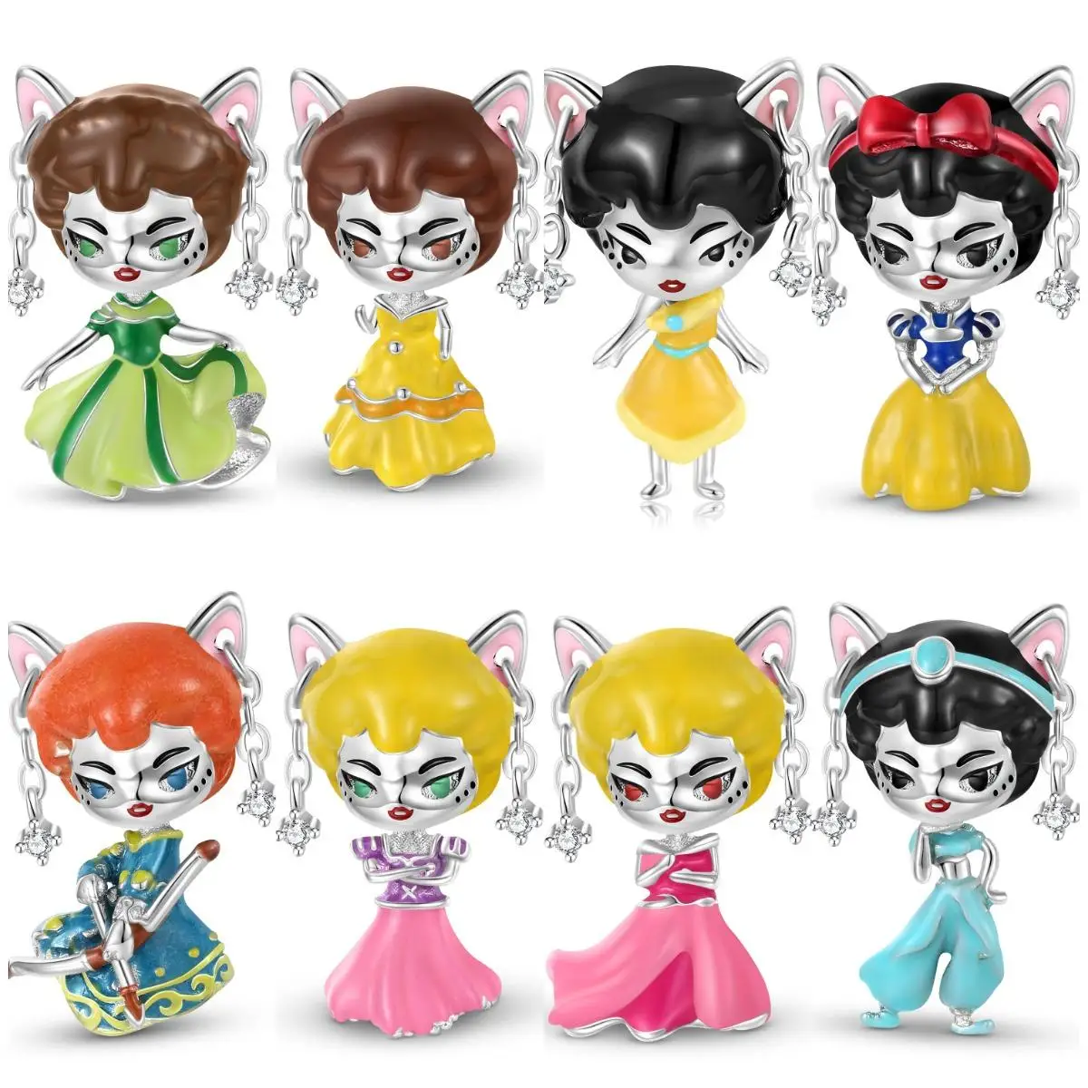 

Sisters Party Ball COSPLAY 925 Sterling Silver Cat Ear Lucky Girl Charm Bead fit Original Bracelet Accessories Jewelry Making