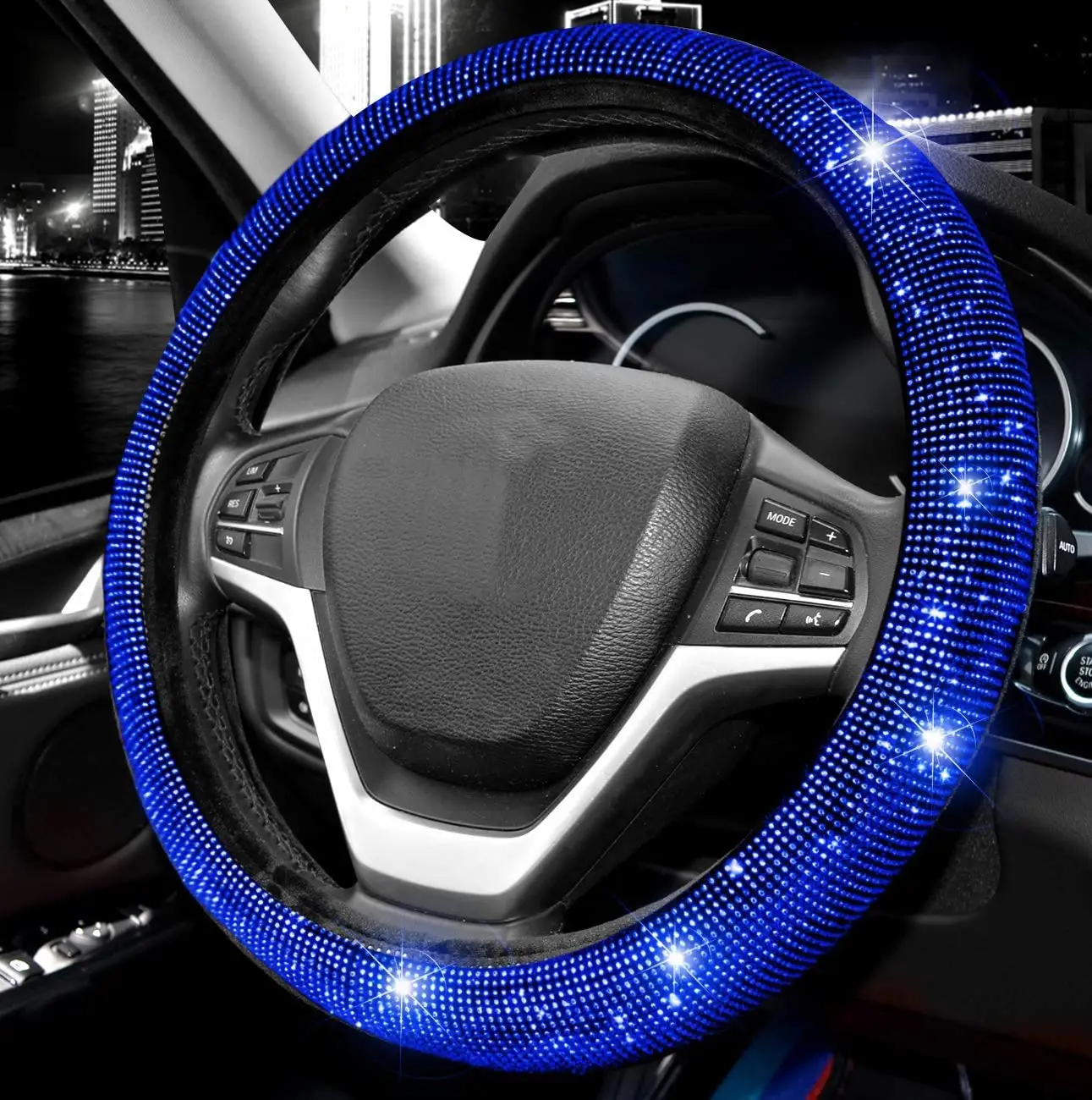 

Steering Wheel Cover for Women Men Bling Bling Crystal Diamond Sparkling Car SUV Protector Universal