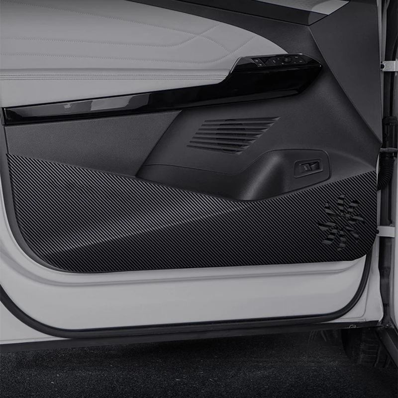 

For Volkswagen ID6 ID.6 X 2021-2025 Car Door Anti Kick Pad Carbon Fiber Leather Texture Anti Dirt Protective Sticker Accessory