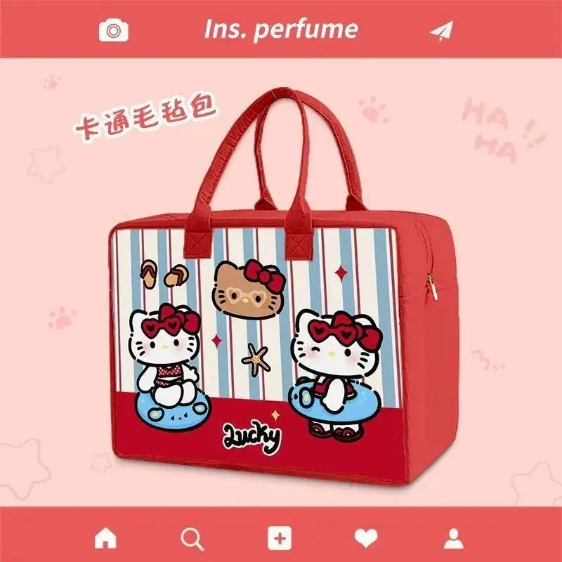 

Hello Kitty Large Capacity Felt Travel Bag New Cartoon Storage Bag for Clothes Must Have Luggage