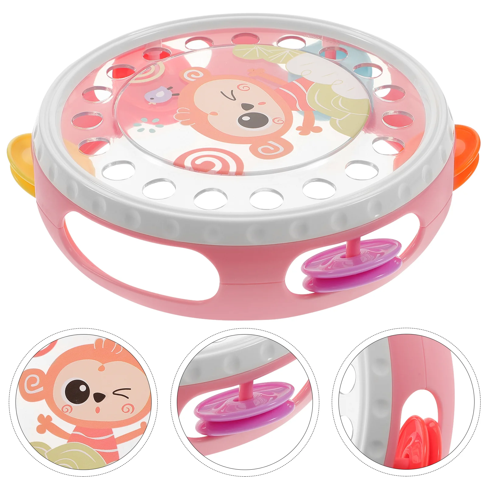 Aldult Children Clapping Tambourine Handle Plastic Musical Percussion Instrument