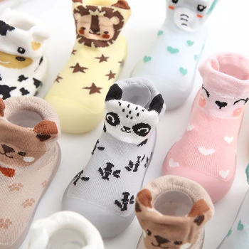 ベビーシューズ,子供用の動物の絵が描かれた柔らかいゴム底の靴