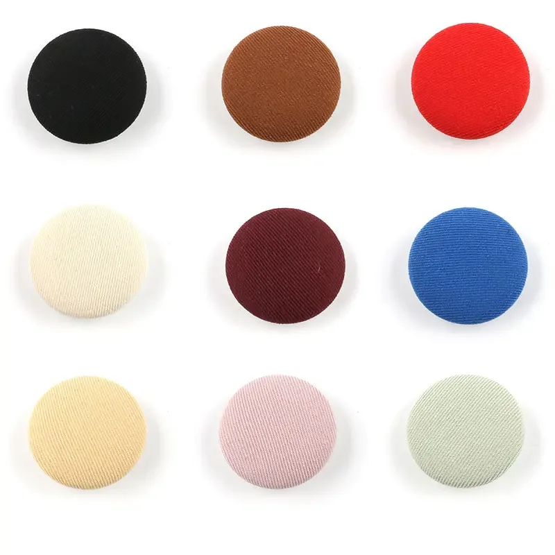 100Pcs Colorful Cloth Buttons Fabric Covered Metal Button Sewing Button For Dress Shirt Cloth Decorative Buttons For Clothes