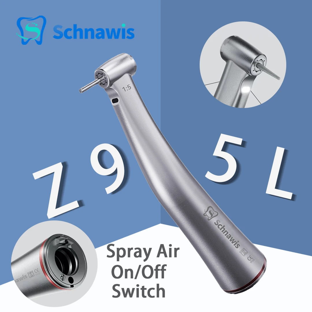 Dentistry Against Contra Angle Handpiece Z95L Mini Head Spray Air On/Off Switch Dental 1:5 Increasing Speed Handpiece Red Ring