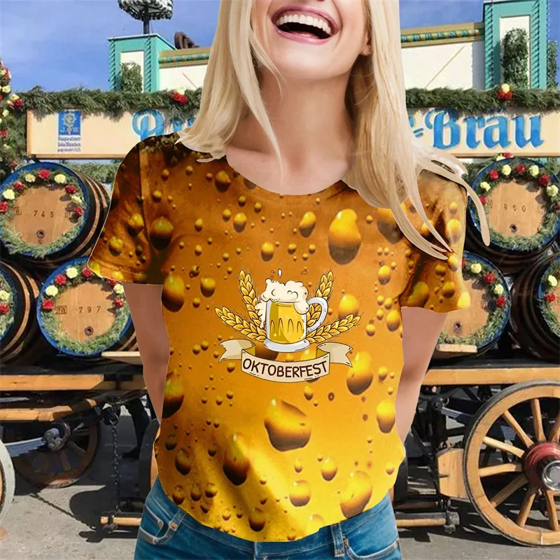 Vintage New 3D German Oktoberfest Beer Festival Print T-Shirt Costume Germany Beer Festival Graphic Tee Shirts Mens Clothing Tee