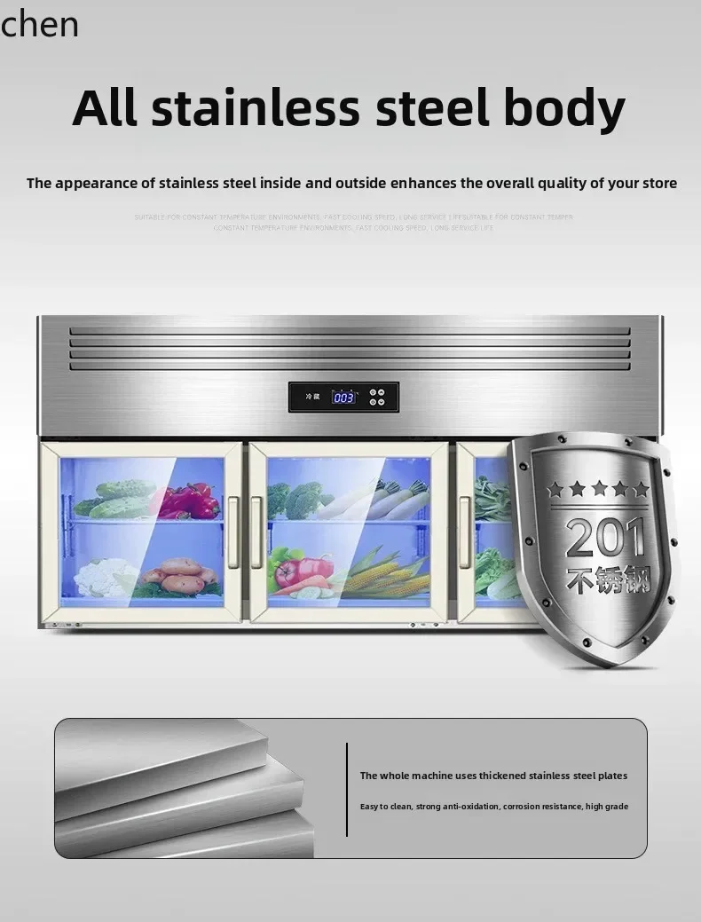 freezer kitchen vertical countertop refrigerated display  wall-mounted refrigerator mother and child cabinet upper body