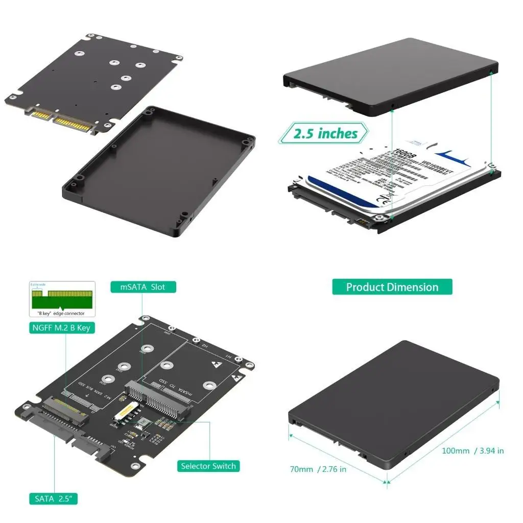 

31BA Parallel M.2 NGFF mSATA to SATA3.0 Conversion Card for Enhanceds Computer Connectivitys