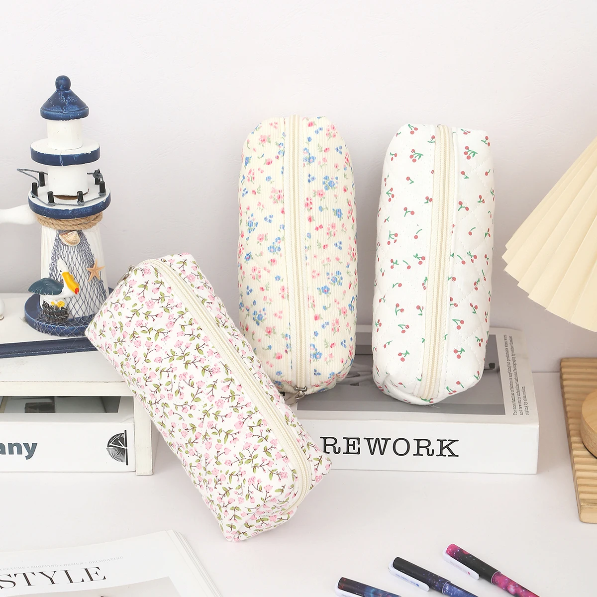 1PC bloemmotief strik enkellaags etui elegante opbergtas essentieel voor back-to-schoolbenodigdheden